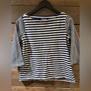 Lands' End Navy and White Striped Tee